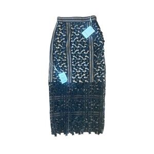 NWT Self-Portrait Arabella Black Lace Midi Skirt